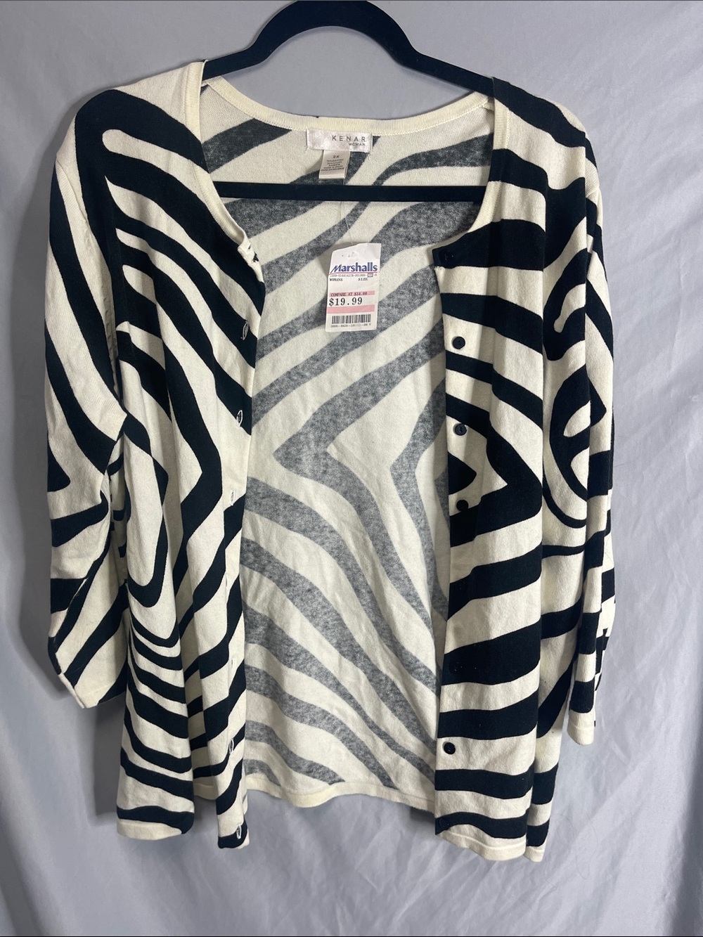 Kenar Black & White Zebra-Print Cardigan